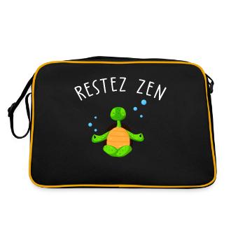 restez zen / humour yoga tortue - Sac Retro - noir/or - Dos