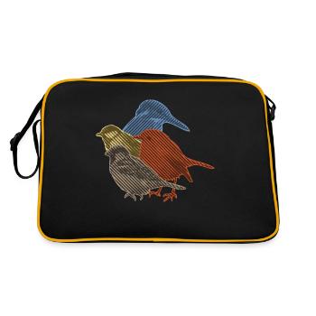 Collection d’oiseaux dans le dessin au trait - Sac Retro - noir/or - Dos