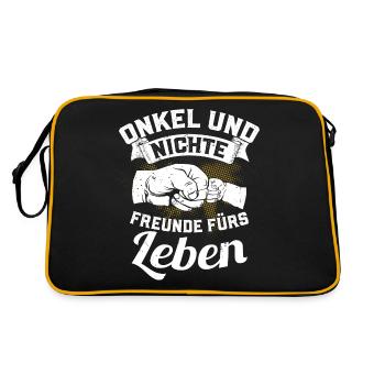 Onkel und Nichte - Freunde fürs Leben - Retro Tasche - Schwarz/Gold - Hinten