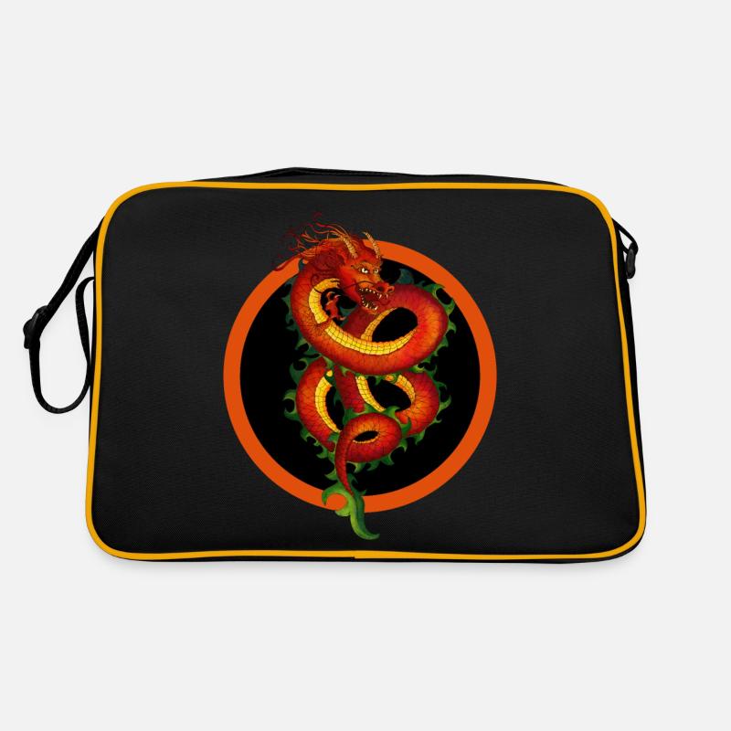 Chinesischer Drachen - Retro Tasche - Schwarz/Gold