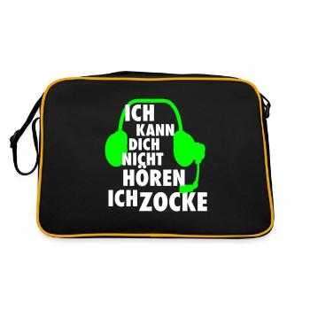 Gamer Zocker PC Konsole lustiger Spruch Konsolen - Retro Tasche - Schwarz/Gold - Hinten