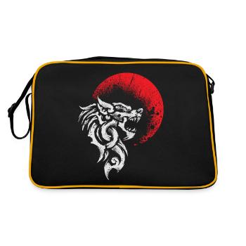 Wikinger Wolf Fenrir - Nordische Mythologie - Retro Tasche - Schwarz/Gold - Hinten