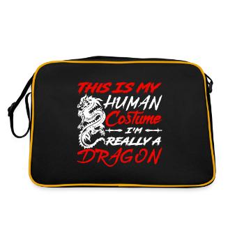 This Is My Human Costume Im Really A Dragon Funny - Retro Bag - black/gold - Back