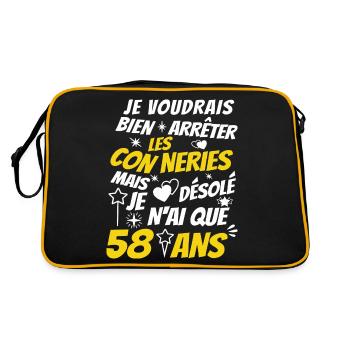 conneries 58 ans / humour anniversaire 58 ans - Sac Retro - noir/or - Dos