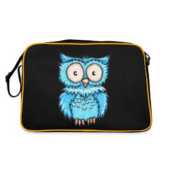Blaue Eule - Retro Tasche - Schwarz/Gold - Hinten