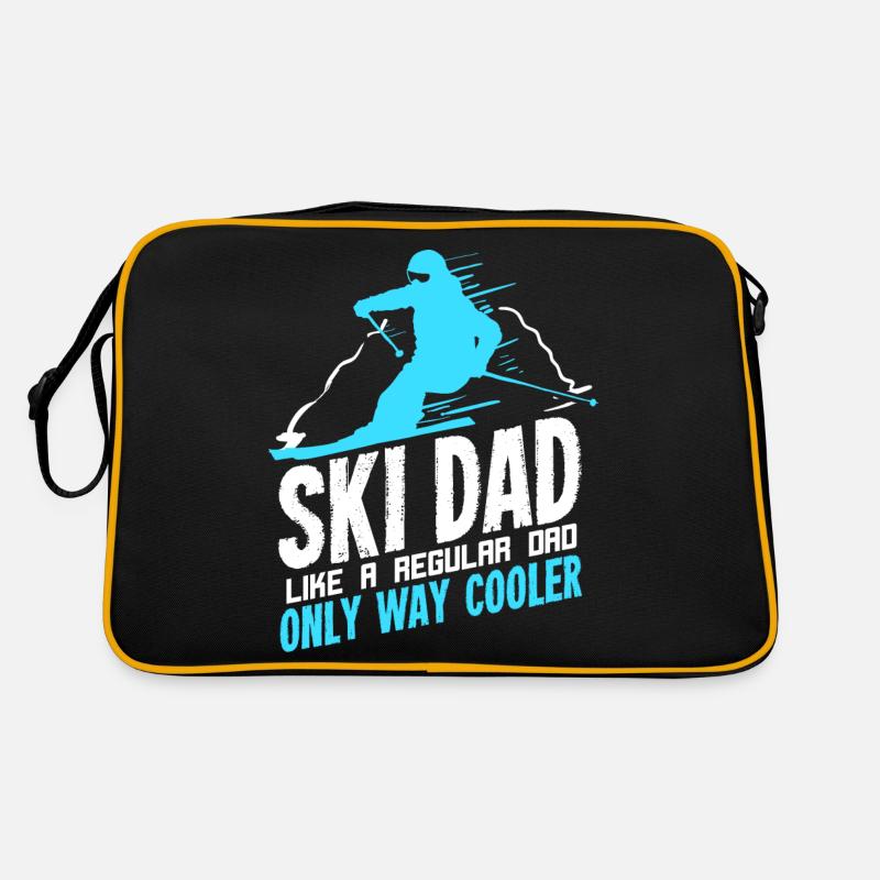 Ski Geschenk für einen Ski Dad - Retro Tasche - Schwarz/Gold