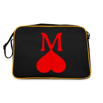Rotes Herz mit dem Buchstaben M - Retro Tasche - Schwarz/Gold - Hinten