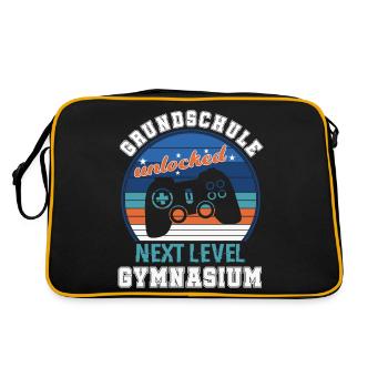 Schulabschluss Grundschule Level Gymnasium Gamer - Retro Tasche - Schwarz/Gold - Hinten