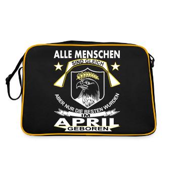 Im April geboren bin im April geboren Geschenkidee - Retro Tasche - Schwarz/Gold - Hinten