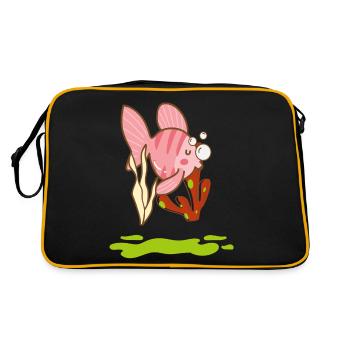 Poisson rouge Poisson Tête Pêche Cadeau de pêche - Sac Retro - noir/or - Dos