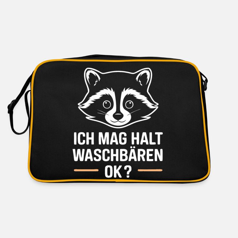 Waschbär Tier Barbados-Waschbär - Retro Tasche - Schwarz/Gold