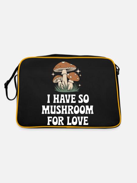 Pilz Pilze Funghi Champignon - Retro Tasche - Schwarz/Gold - Hinten