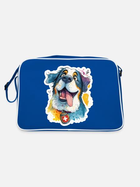 Majestic Swiss St. Bernard - Retro Bag - blue/white - Back