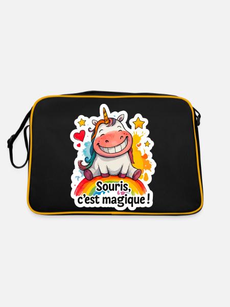 Magic Unicorn – Mouse, it's magic! - Retro Bag - black/gold - Back