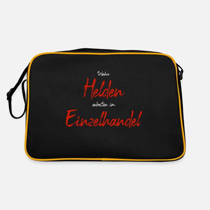Einzelhandel Arbeit Helden Kollegen Text Spruch Retro Tasche