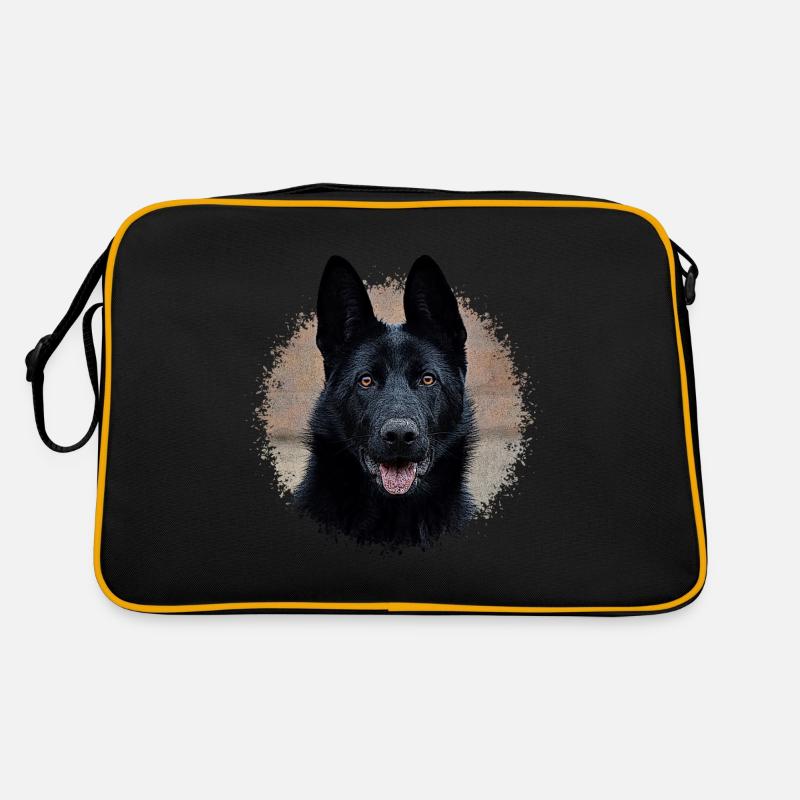Black german shepherd Retro Bag