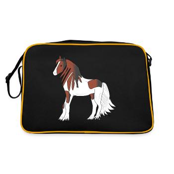 Pretty black-brown-white Tinker draught horse - Retro Bag - black/gold - Back