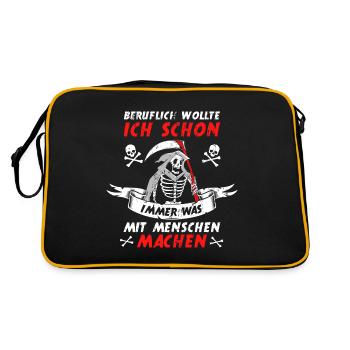 Beruflich Lustiger Sensenmann Spruch Todesengel - Retro Tasche - Schwarz/Gold - Hinten