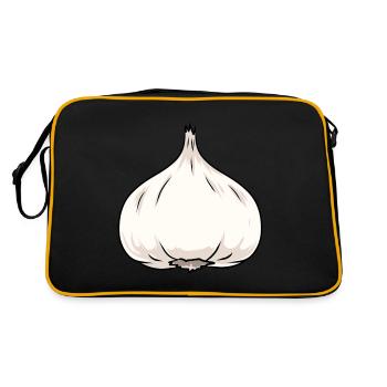 Knoblauch Knobi Halloween Küche kochen - Retro Tasche - Schwarz/Gold - Hinten