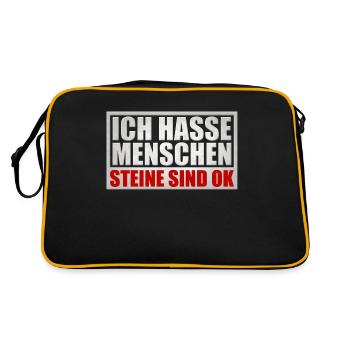 Ich hasse Menschen - Retro Tasche - Schwarz/Gold - Hinten