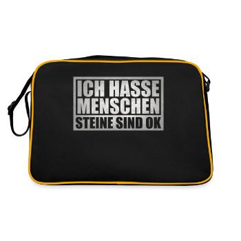 Ich hasse Menschen - Retro Tasche - Schwarz/Gold - Hinten
