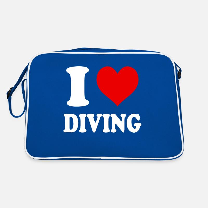 I Love Diving Dive Heart Funny Witty Retro Bag