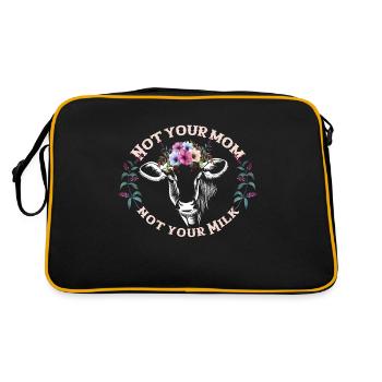 Nicht Deine Milch Kuh Streik Vegan Geschenk Vegi - Retro Tasche - Schwarz/Gold - Hinten