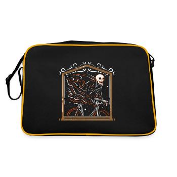 Peinture d'art de crâne conduite de vélo - Sac Retro - noir/or - Dos