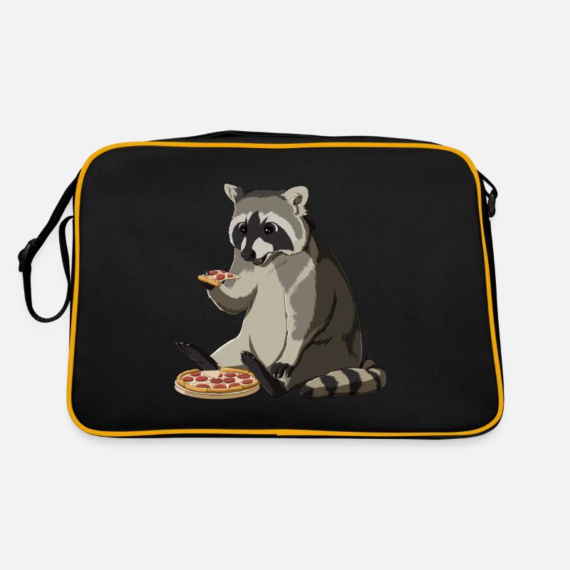 Waschbär isst Pizza Retro Tasche