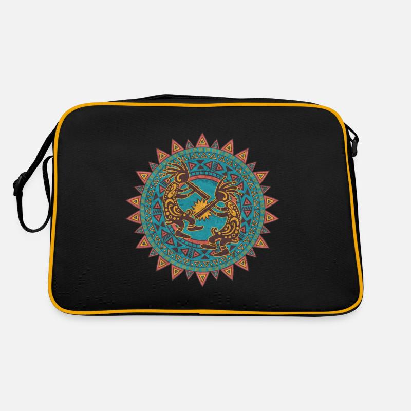 Kokopelli Duo - Sun Ornaments 1 - Retro Tasche - Schwarz/Gold