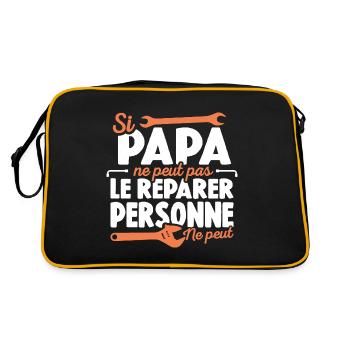 Papa Bricoleur Si Papa Ne Peut Pas Le Réparer - Sac Retro - noir/or - Dos