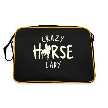 Crazy Horse Lady Horses Horse Rider - Retro Tasche - Schwarz/Gold - Hinten