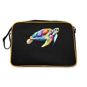 Sea Turtle illustration - Meeres Schildkröte - Retro Bag - black/gold - Back