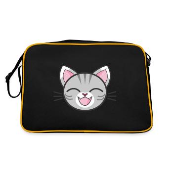 Lachende Katze - Retro Tasche - Schwarz/Gold - Hinten
