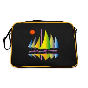 Segelboote - Retro Tasche - Schwarz/Gold - Hinten