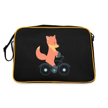 Süßer Fuchs auf dem Fahrrad - Retro Tasche - Schwarz/Gold - Hinten
