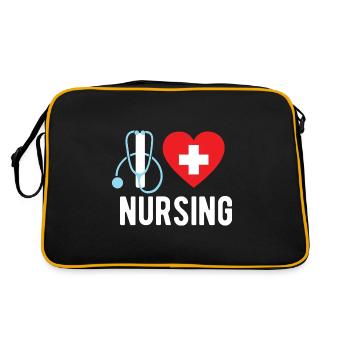 Krankenschwester/ Krankenpfleger Nurse Geschenk - Retro Tasche - Schwarz/Gold - Hinten