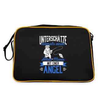 Unterschätze niemals einen alten Mann mit einer An - Retro Tasche - Schwarz/Gold - Hinten