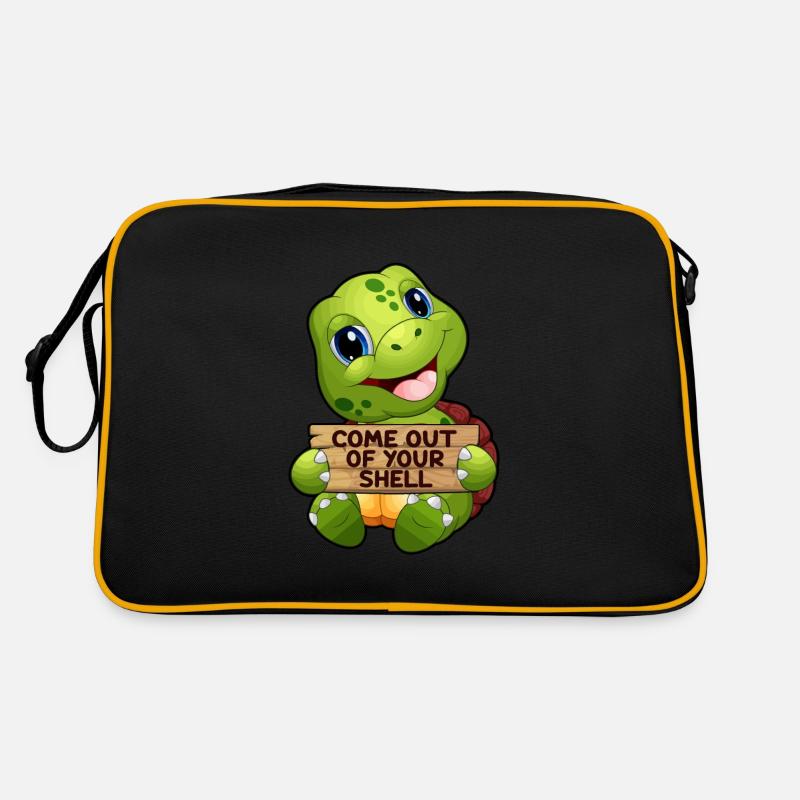 Schildkröte Turtle Geschenkidee Schildkröten Meer - Retro Tasche - Schwarz/Gold