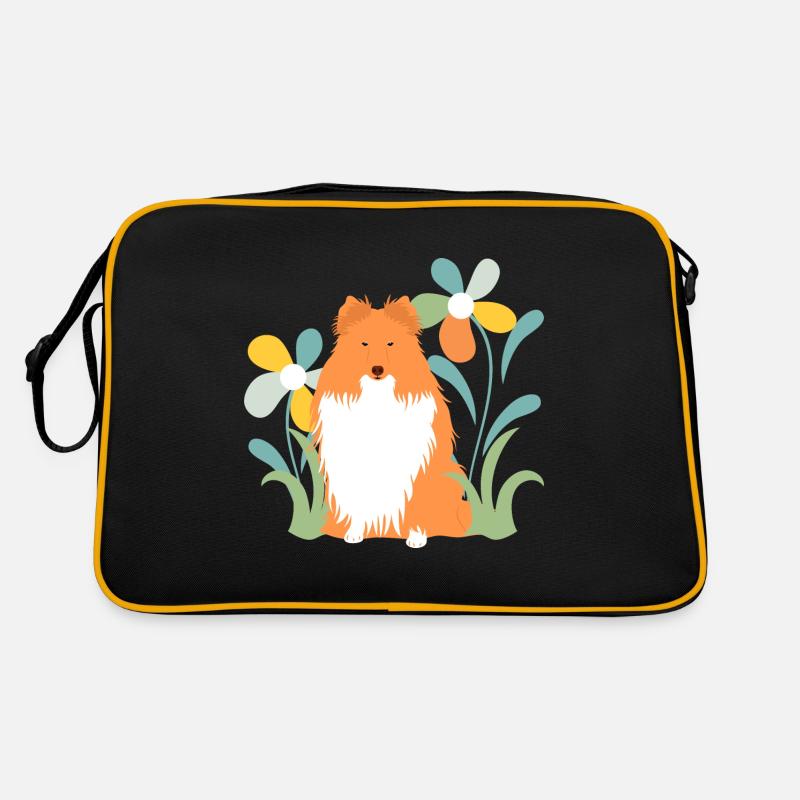 Chien de berger et fleur Shetland Sac Retro