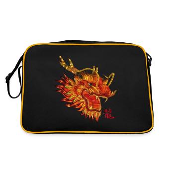 chinesischer Drache - Retro Tasche - Schwarz/Gold - Hinten