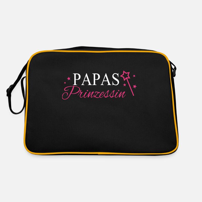 Papas Prinzessin Papa Geschenk - Retro Tasche - Schwarz/Gold
