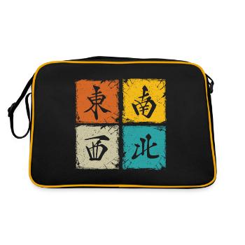 Four winds retro squares cool mahjong gift - Retro Bag - black/gold - Back