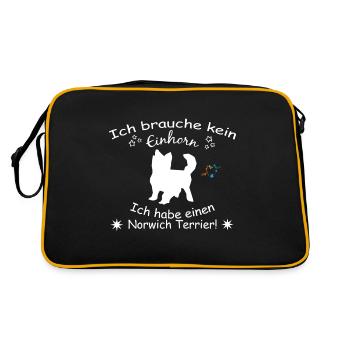 Norwich Terrier - Norwich Terrier Hund - Retro Tasche - Schwarz/Gold - Hinten