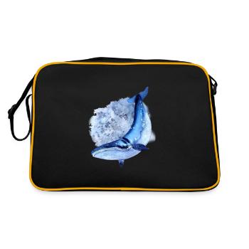 Watercolors Whale in The Blue Sea Aquarel Art - Retro Bag - black/gold - Back