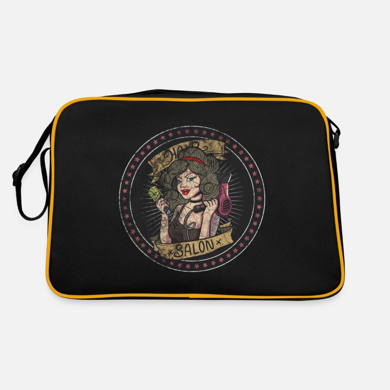Salon de coiffure Coiffeuse amicale sèche-cheveux Sac Retro