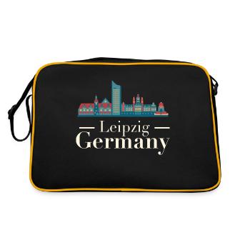 Leipzig Skyline - Retro Tasche - Schwarz/Gold - Hinten