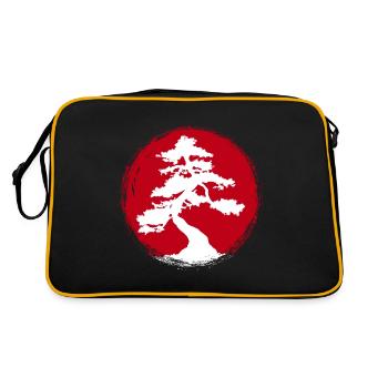 Wacholder Japanischer Bonsai Design für kleine - Retro Tasche - Schwarz/Gold - Hinten