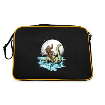 Bigfoot rides Loch Ness monster - Retro Bag - black/gold - Back