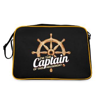 I'm the Captain of this Houseboat Hausboot Kapitän - Retro Tasche - Schwarz/Gold - Hinten